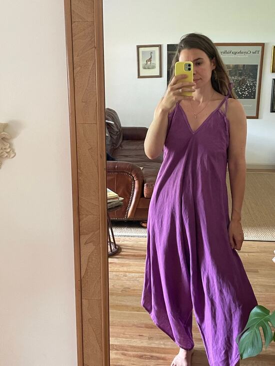 puro lino Pants - Puro Lino Purple Amethyst Jumpsuit Baggy